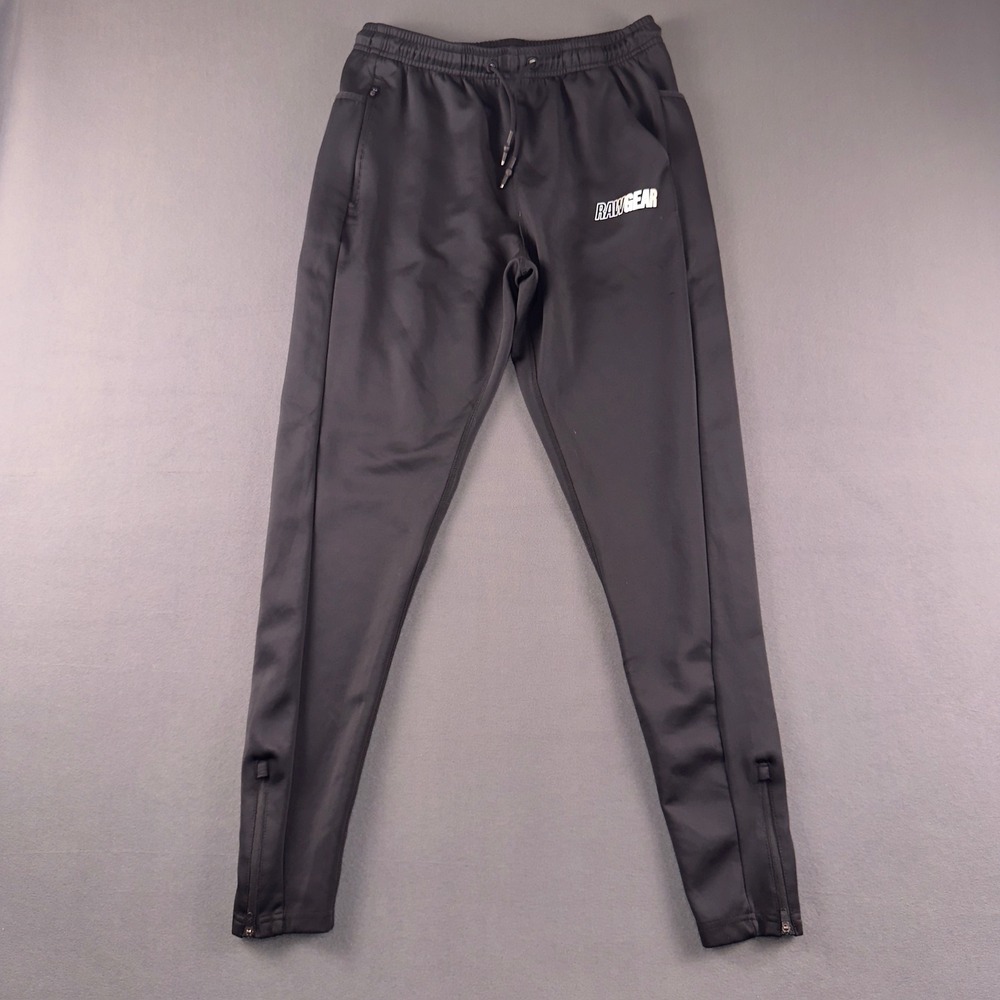 RawGear Mens‎ RG224 Athletic Track Pants Black Zipper Ankle Joggers Large